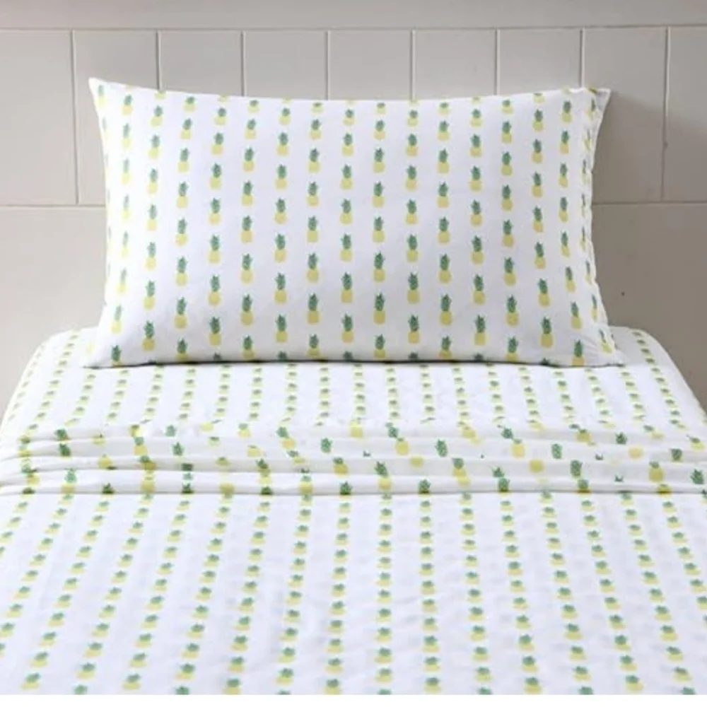 Tropical Pineapple Print Bedding Set - Yellow and Green